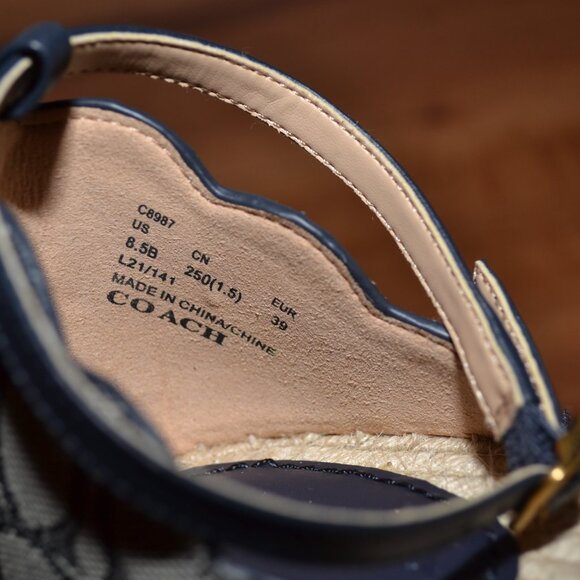 Coach Dillon Midnight Navy NEW w/box Jaquard Ankle strap Espadrilles - Picture 12 of 16